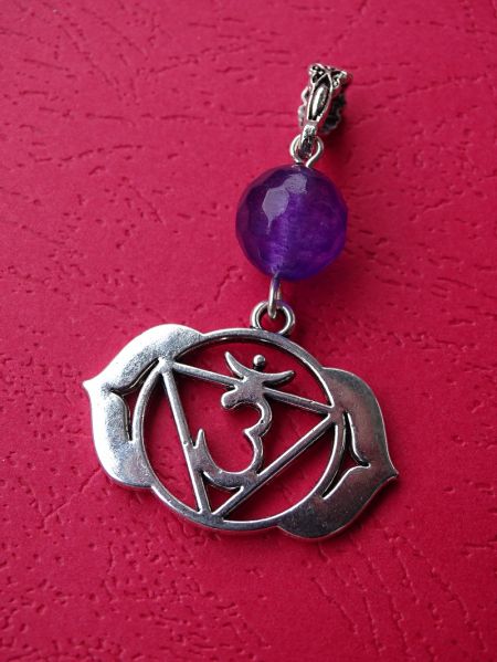 Amethyst Faceted and Ajna Chakra, Pendant